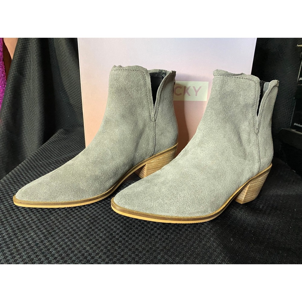 Lisa Vicky Noblex-V Stone Split Suede Ankle Boots Grey Pointed Toe Size 8.5 NEW - Picture 3 of 11